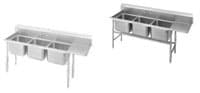 Three Compartment Sink With Right Hand Drainboard